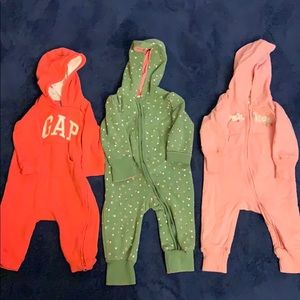 3 baby girl sweatsuit gap oshkosh 6-12 months